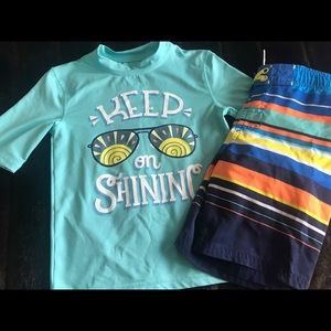 Cat & Jack Boys XS (4/5) Swim Shirt and Trunks